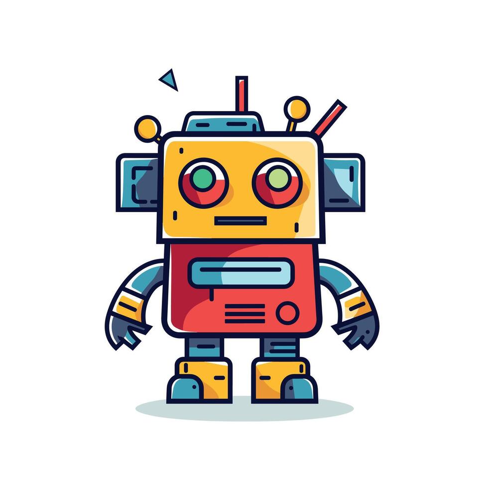 Vintage-style colorful cartoon robot vector