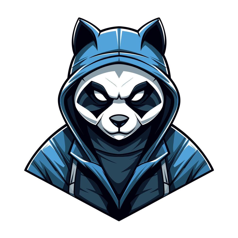 Panda character wearing a blue hoodie stands out vector