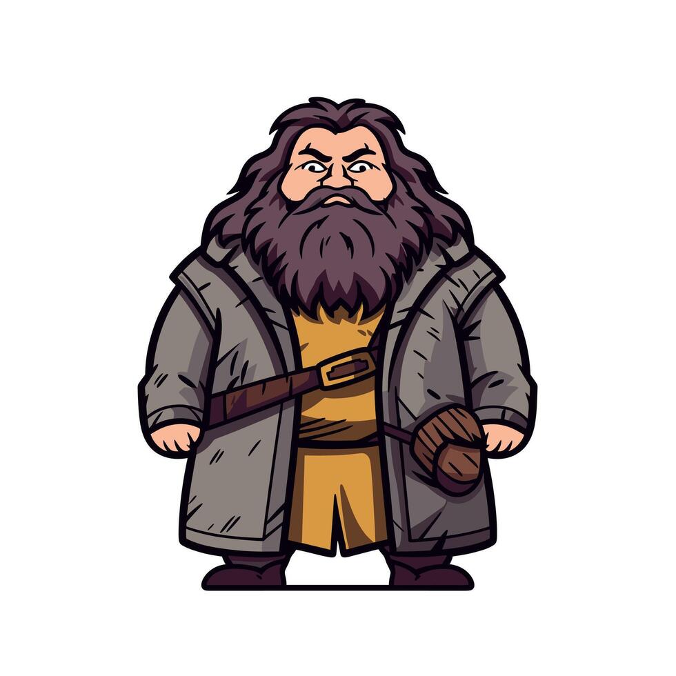 Character of a strong warrior wearing a long coat vector