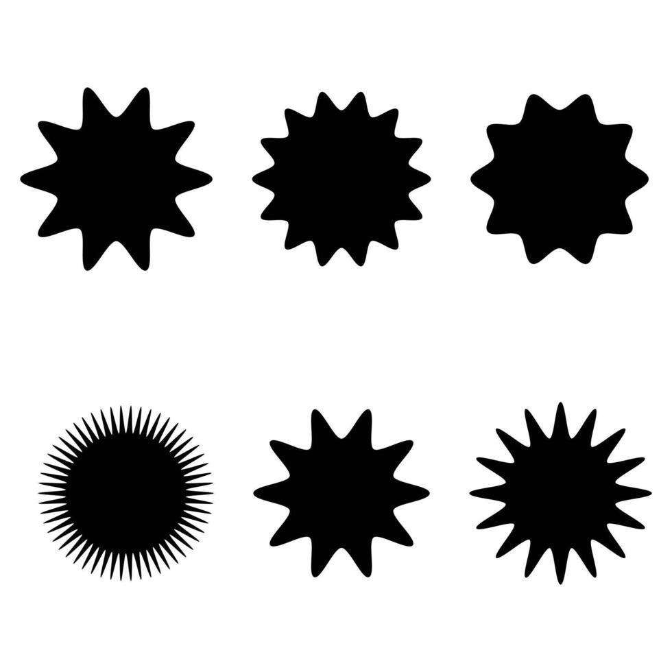 Zig-zag edge sunburst. Badge, label silhouette isolated on a white background. Set of starburst, sunburst badges, labels, stickers. Simple flat style. illustration. vector