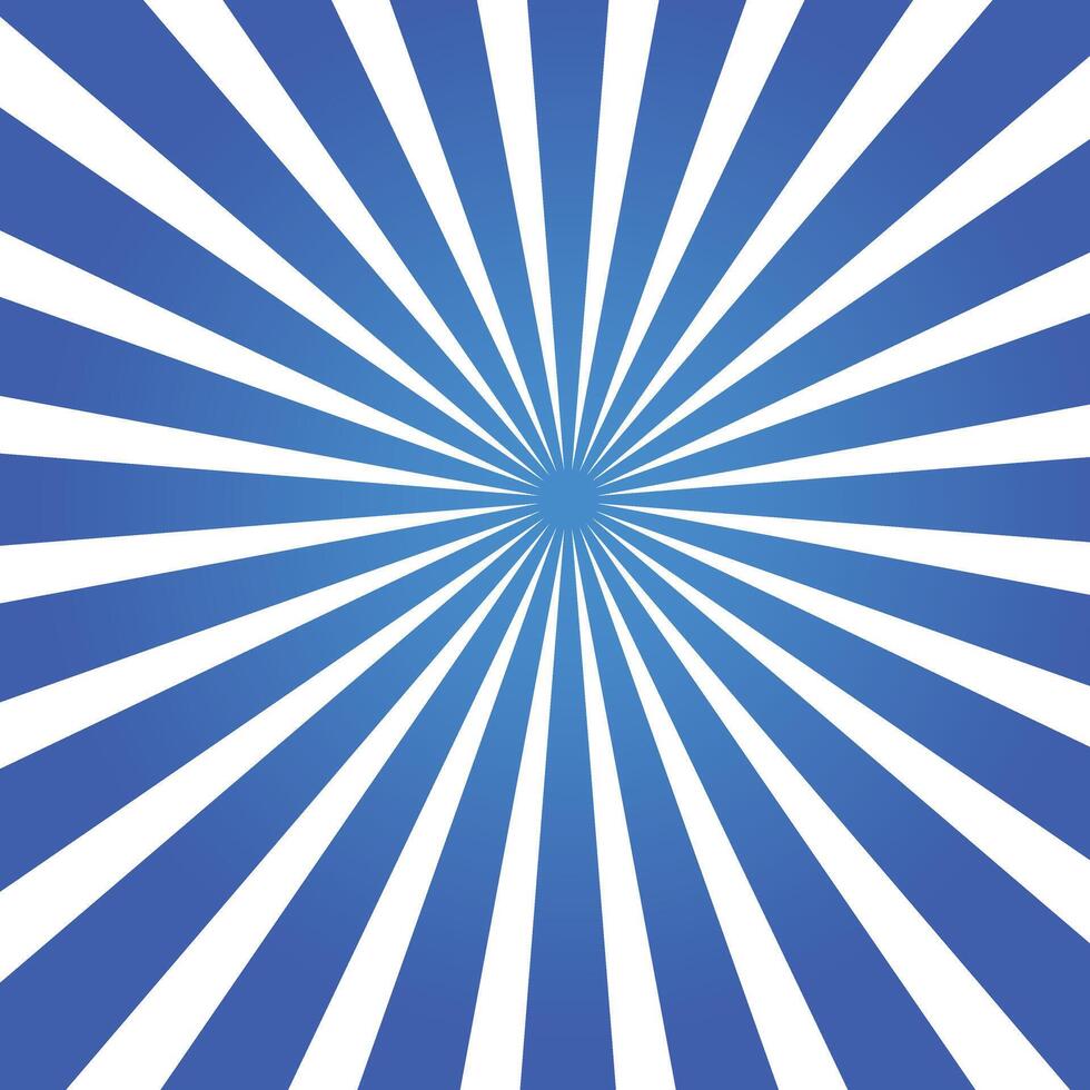 Blue sunburst background. Colourful spinning lines for template, banner, poster, flyer. Sweet rotating cartoon swirl or whirlpool. backdrop. Blue sunburst isolated on white background. vector