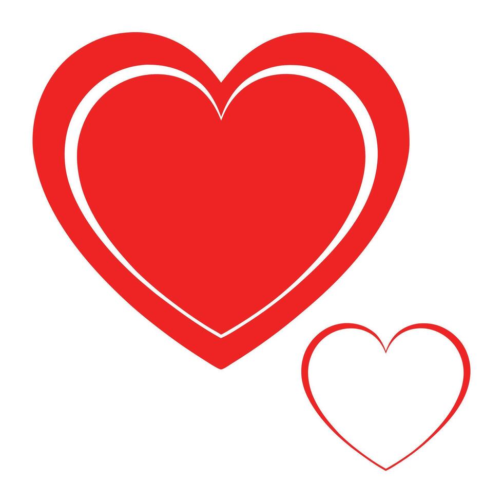 Red Color Heart Shaped, romantic love icon design vector