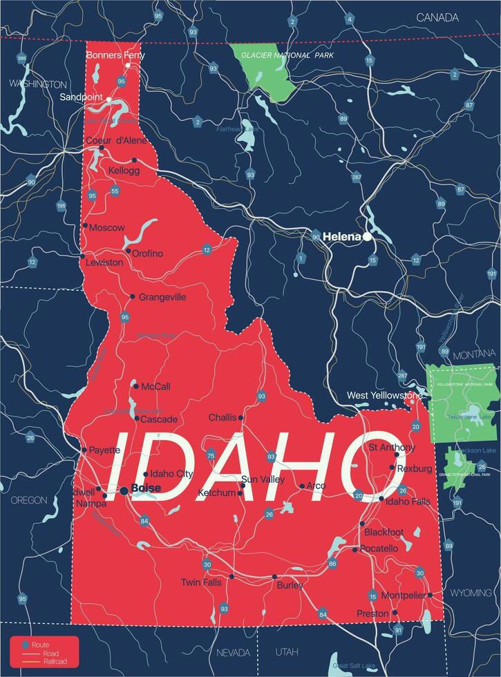 Idaho state detailed editable map vector