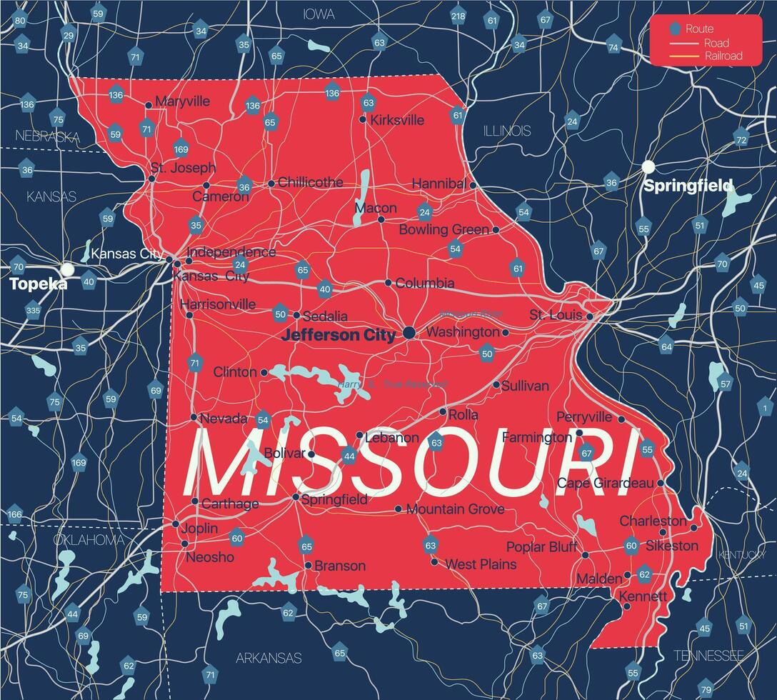 Missouri state detailed editable map vector