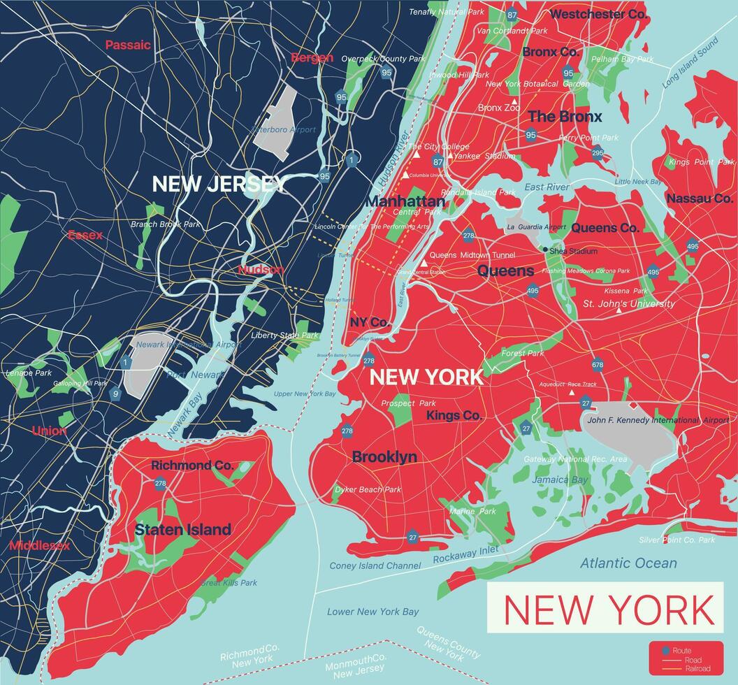 New York city detailed editable map vector