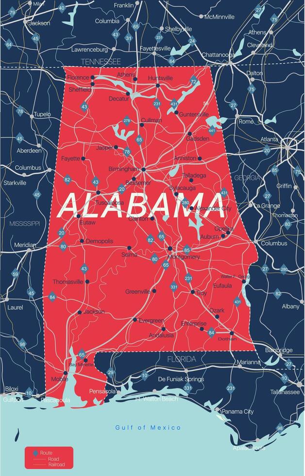 Alabama map in eps vector
