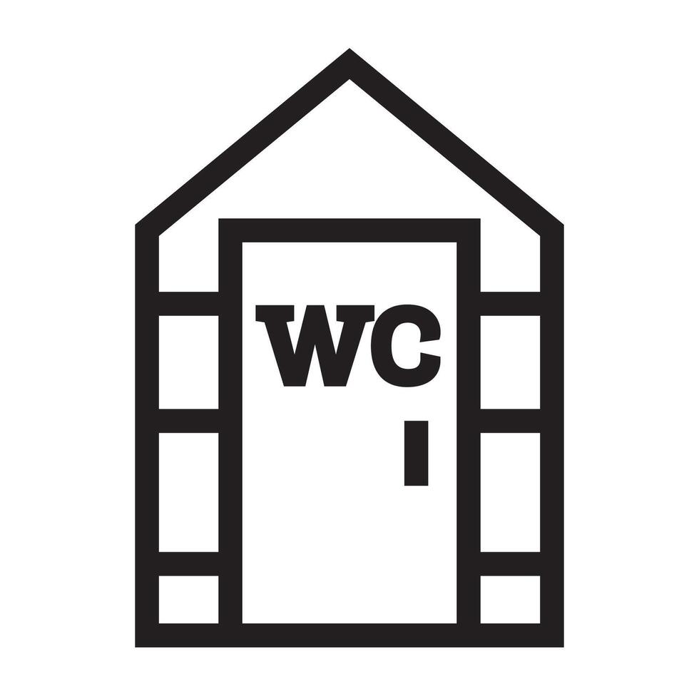Public toilet outline icon. Portable chemical toilet. Object isolated on white. Linear style sign for mobile concept and web design. Restroom WC lavatory stall. vector