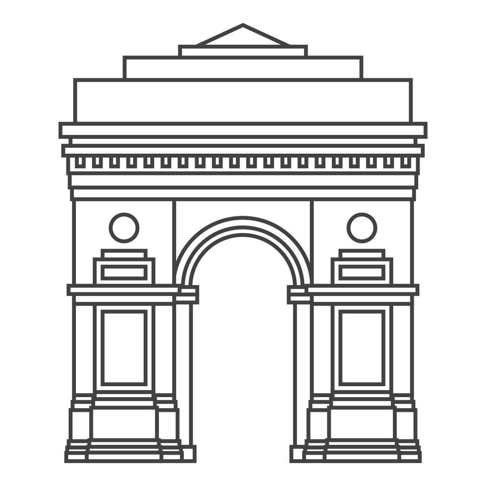 World famous triumphal arch. Landmark in outline style. Linear icon. Monument. vector