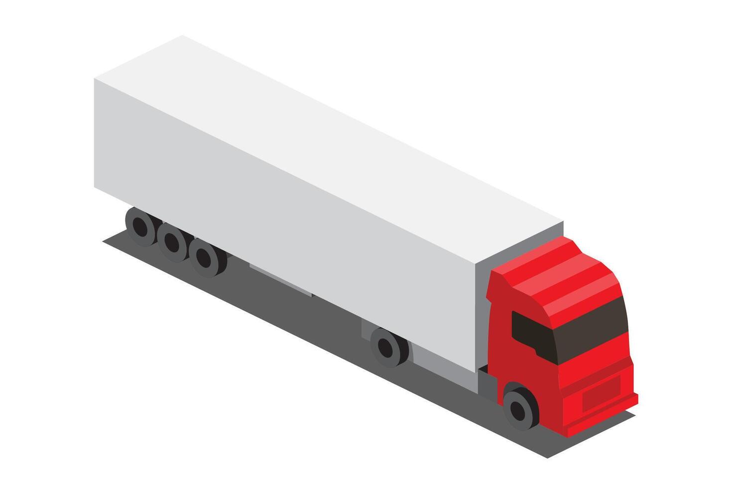 Isometric red Cargo Truck Transportation Isolated on White. Modern Delivery Truck Vehicle. Car For The Carriage Of Goods. Flat 3d Object for Infographics and Games. vector