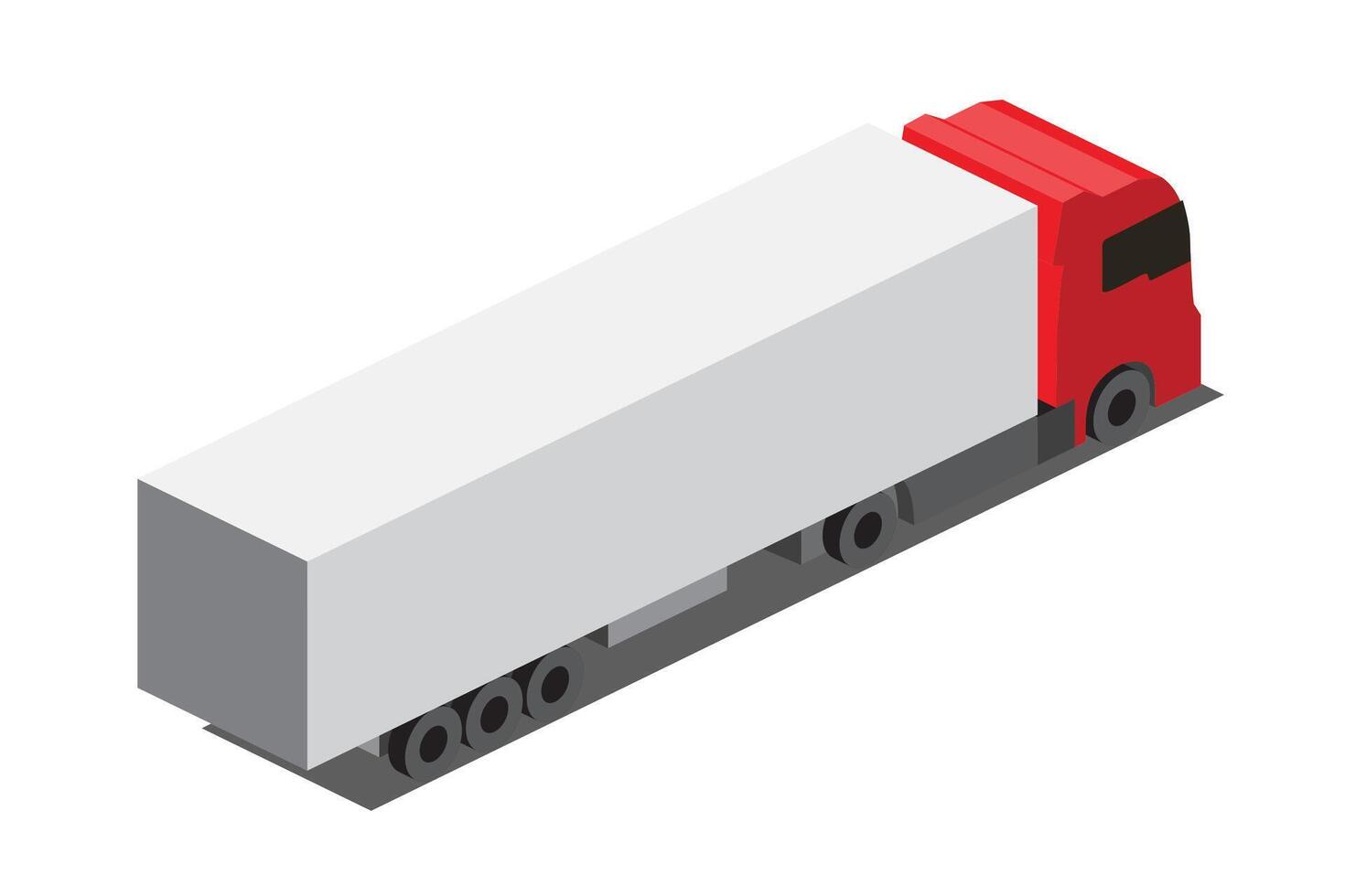Isometric red Cargo Truck Transportation Isolated on White. Back View. Modern Delivery Truck Vehicle. Car For The Carriage Of Goods. Flat 3d Object for Infographics and Games. vector