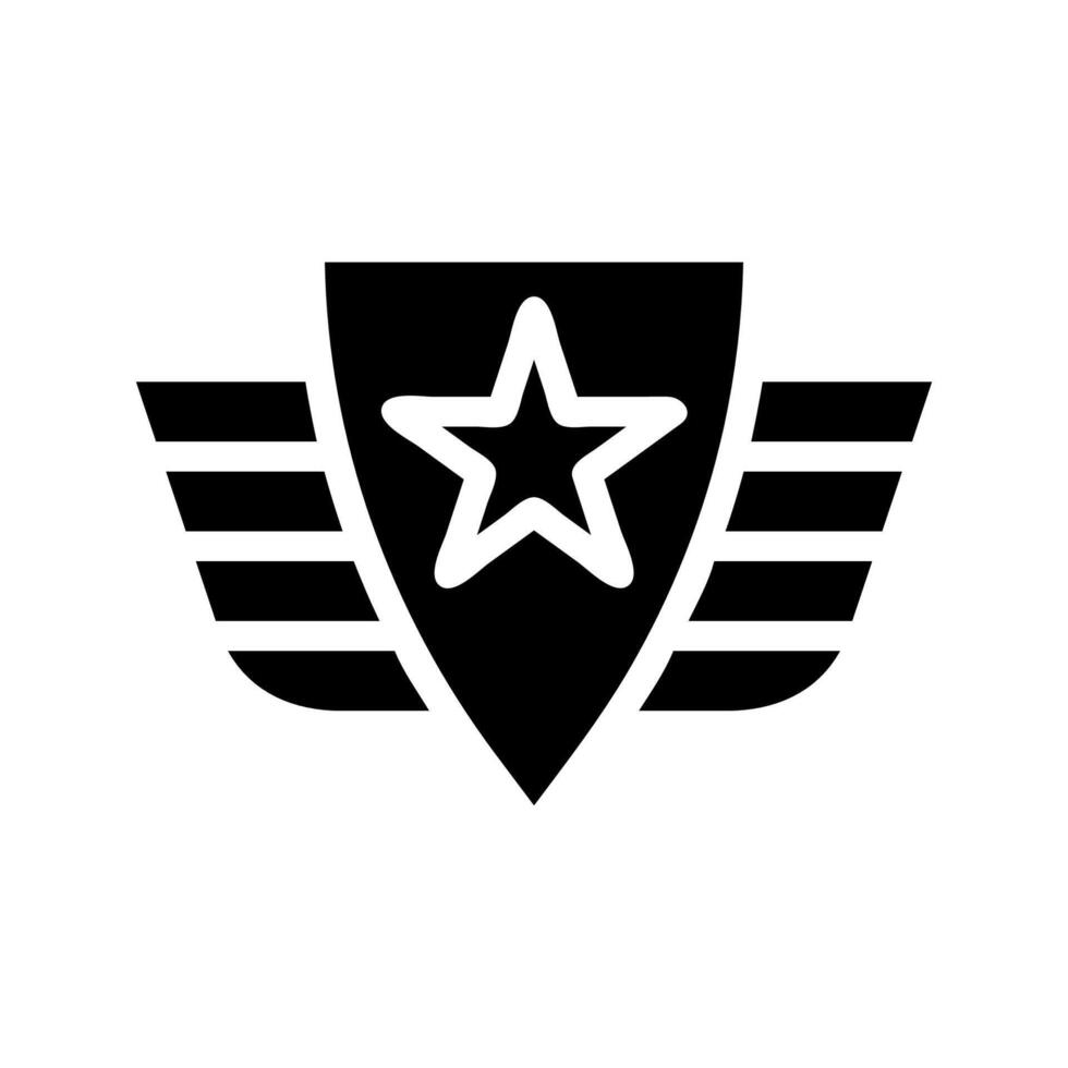 Military badge with star and wings. Concept of army, rank, and honor. vector
