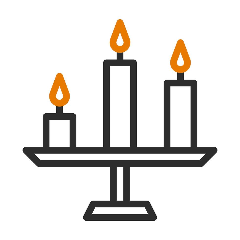 Candle holder with three burning candles. Concept of hope, faith, and peace. vector