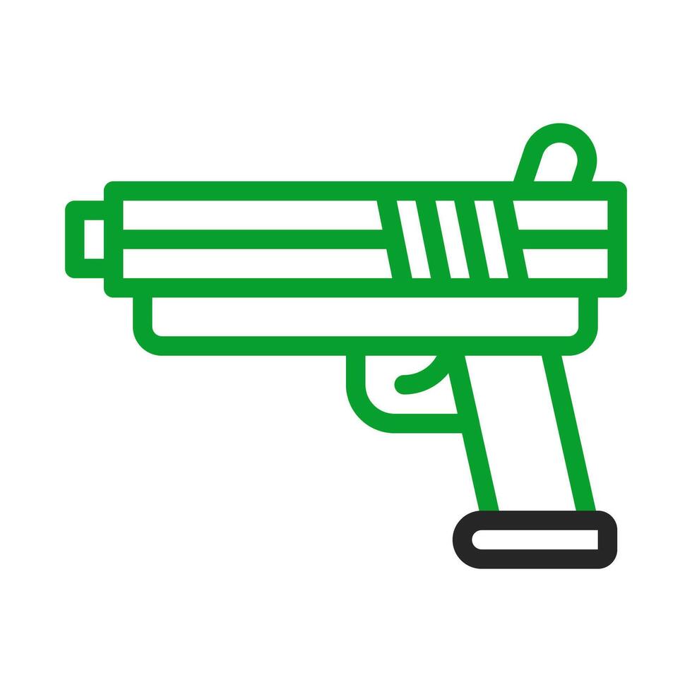 Green and black handgun icon. Concept of weapon, danger, and crime. vector