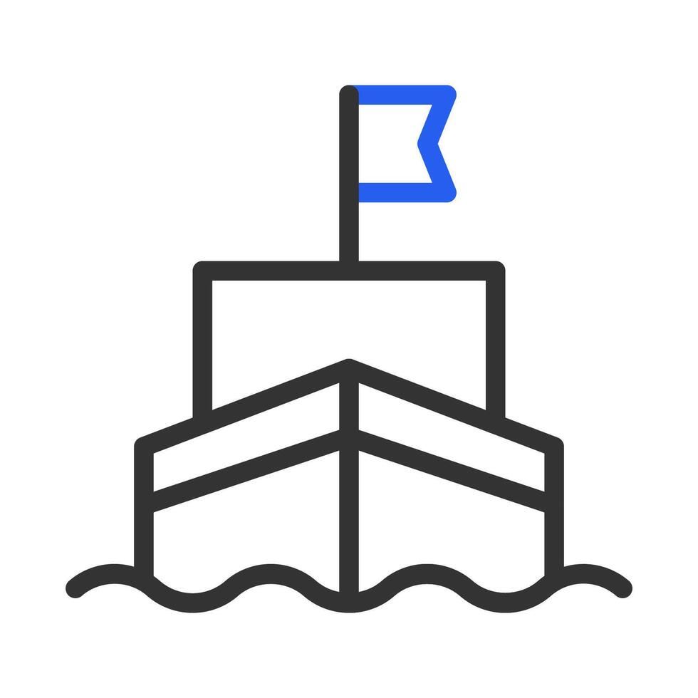 Ship icon with flag on the sea. Concept of shipping, delivery, and logistics. vector