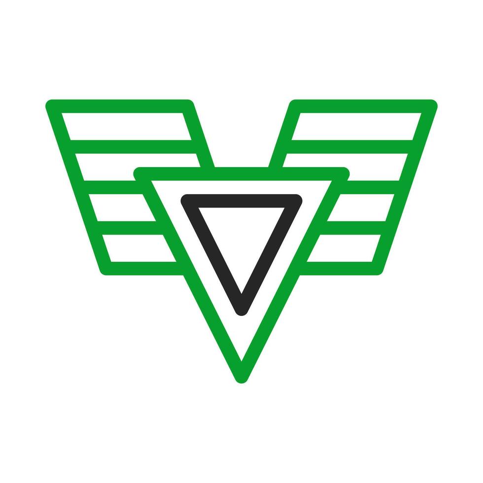 Abstract geometric logo with triangle and wings. Concept of freedom, victory, and achievement. vector