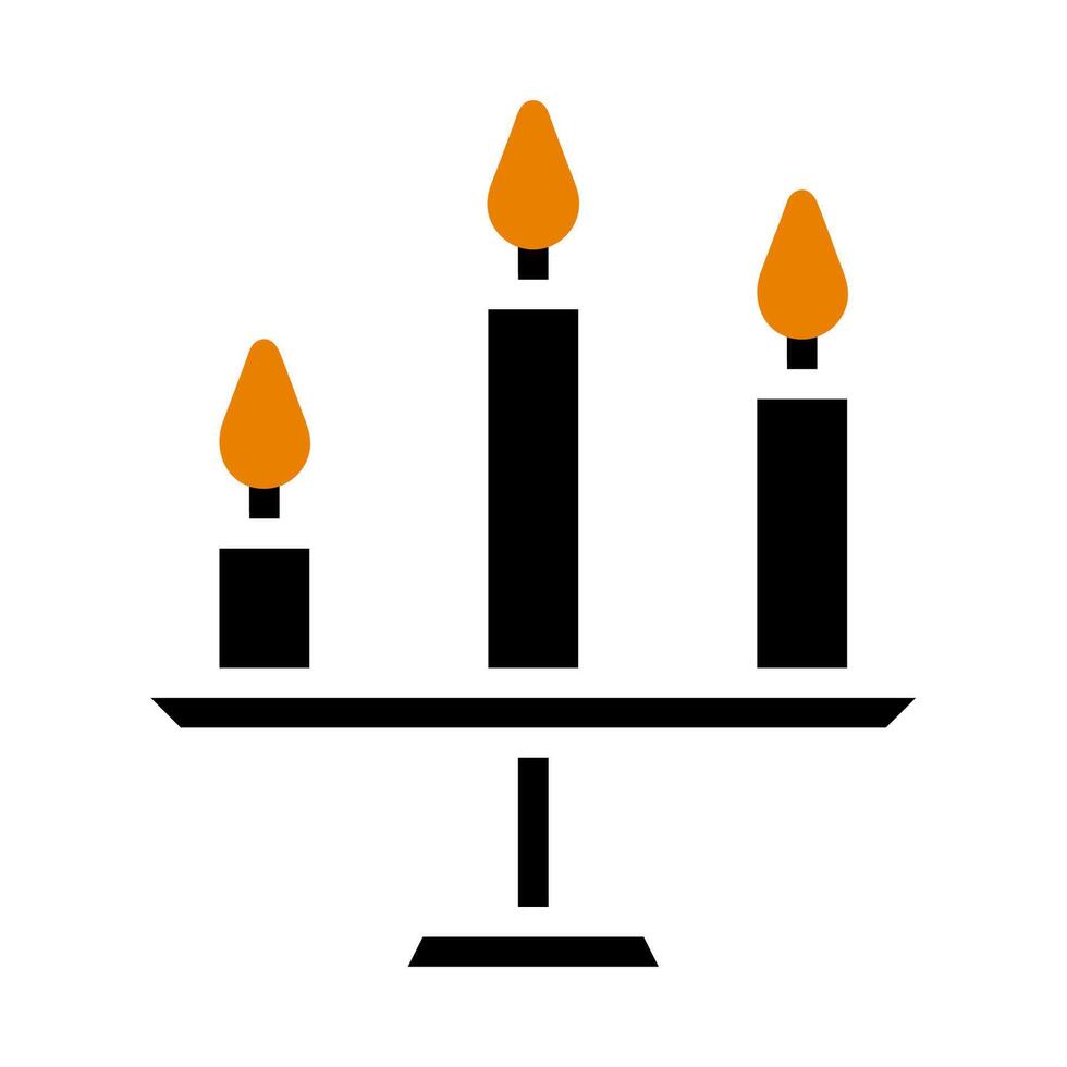 Candelabra with three burning candles. Concept of light, hope, and spirituality. vector