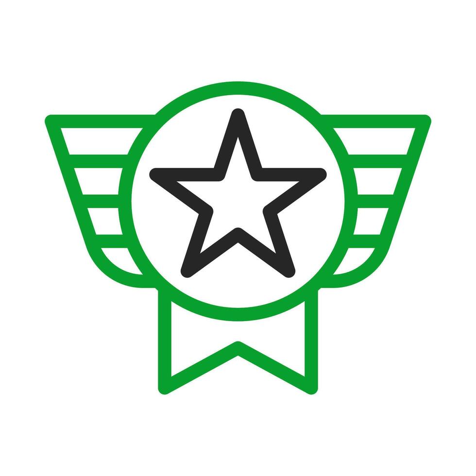 Badge with star and wings. Concept of achievement, award, and military. vector