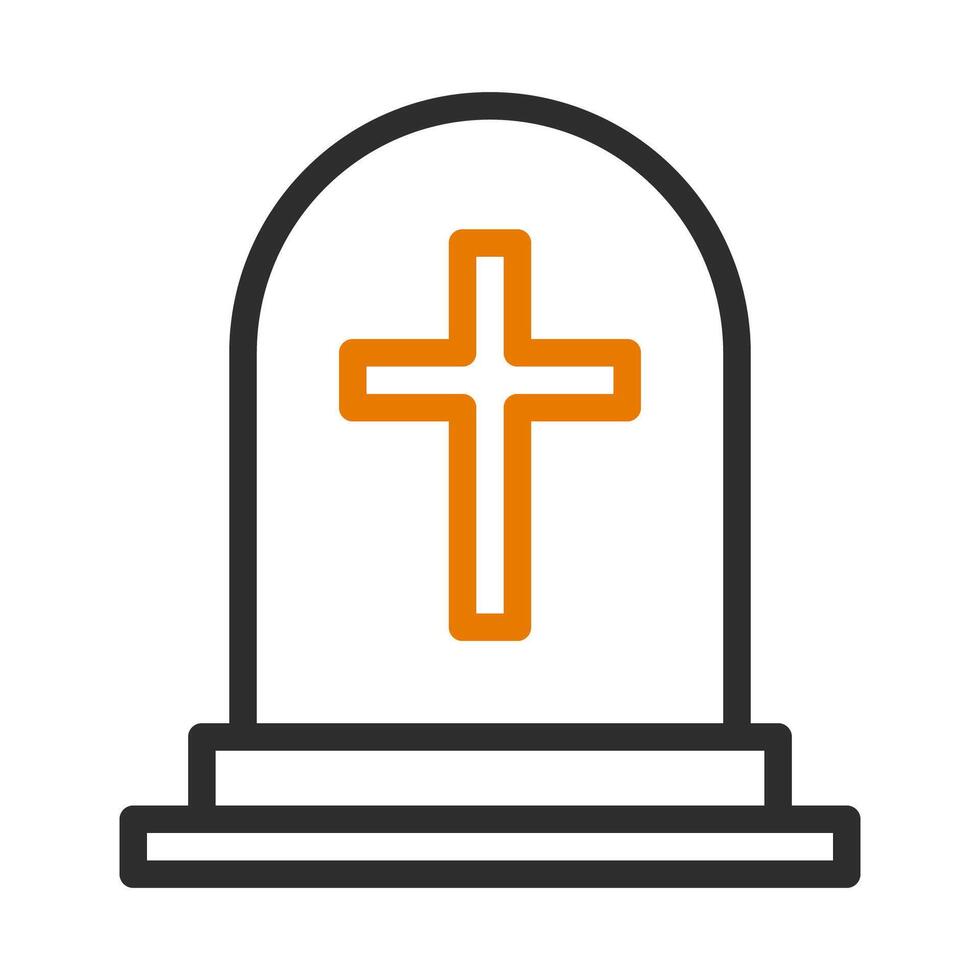 Tombstone with cross icon. Concept of death, grief, and funeral. vector