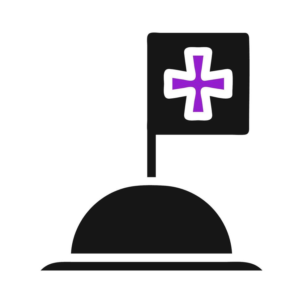 Flag on hill. Concept of achievement, success, and victory. vector