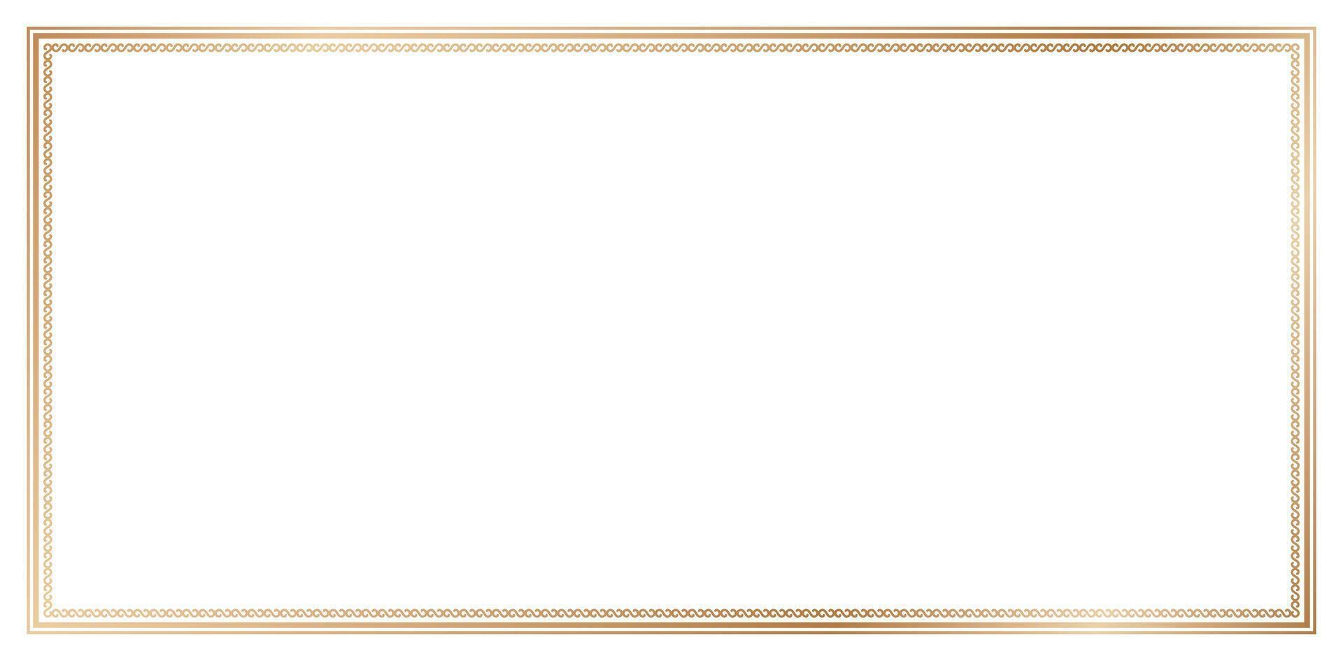 rectangle golden frame line swirl isolated white background for deco art simple line corner, Empty page decoration, picture frame, invitations and greeting cards templates, decorative frames, heading vector