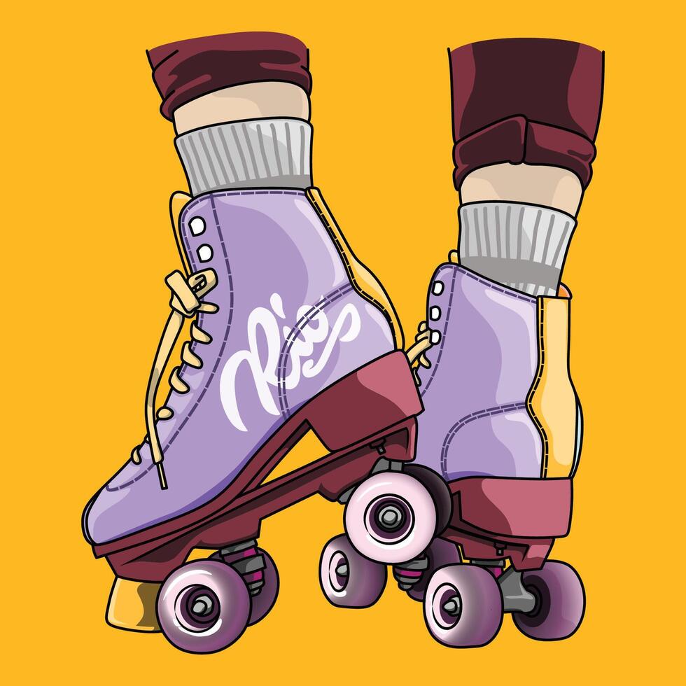 Pair of purple roller skate vector