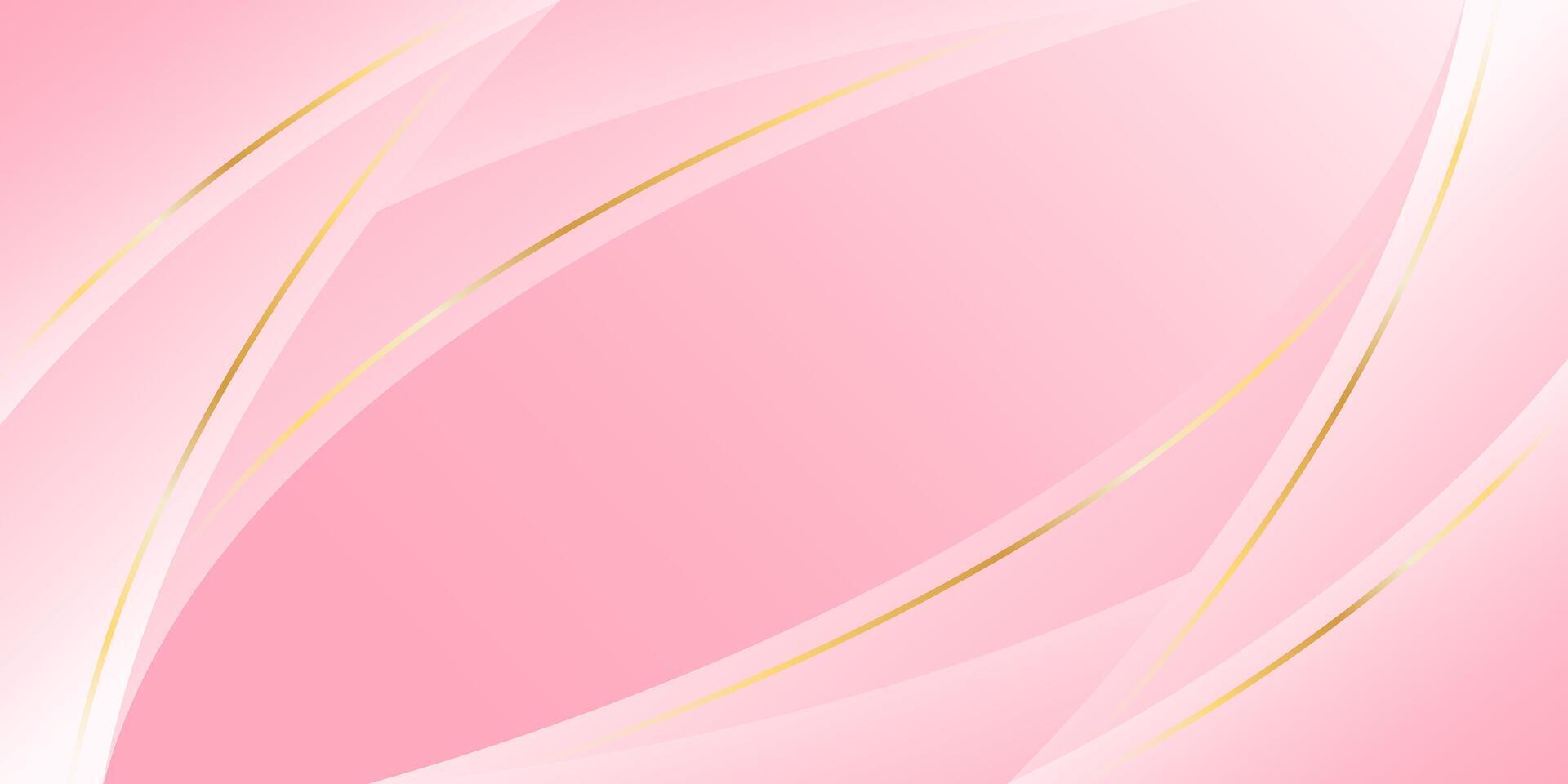 Pink beauty luxury background with curved lines and gold accents. Elegant, modern wallpaper designs. vector