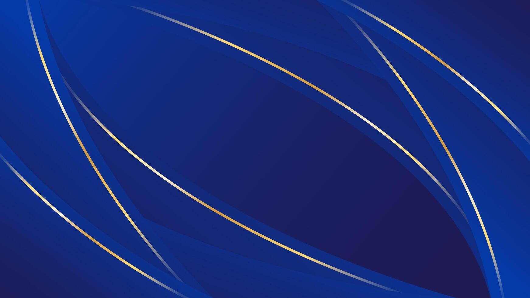 Abstract blue luxury background with curved lines and gold accents. Elegant, modern wallpaper designs. vector