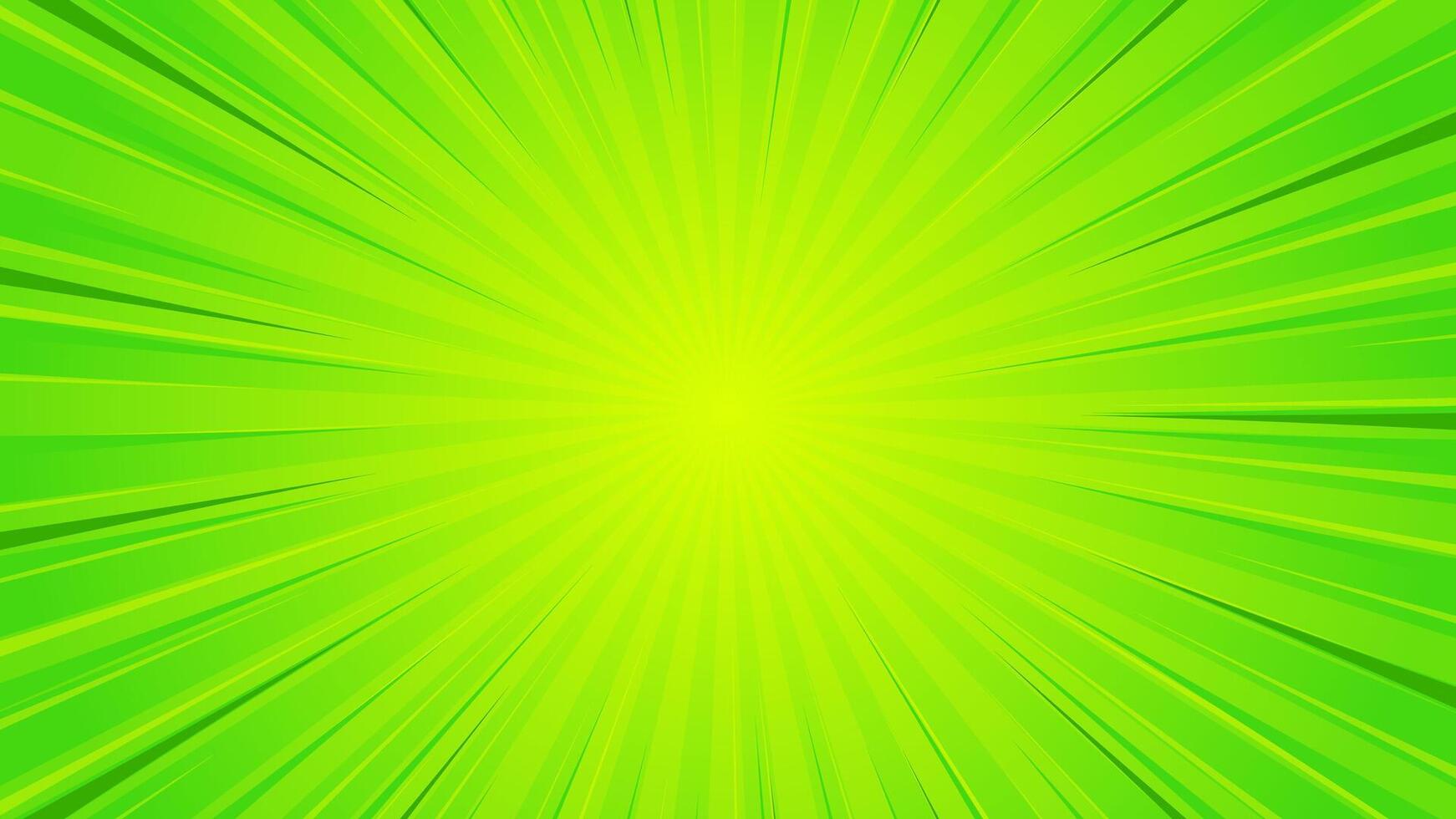 Bright green comic cartoon background. Pop art comic sunburst effect with halftones vector