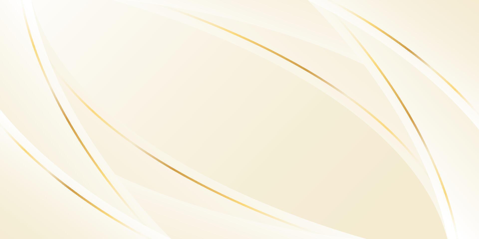 Abstract beige luxury background with curved lines and gold accents. Elegant, modern wallpaper designs. vector