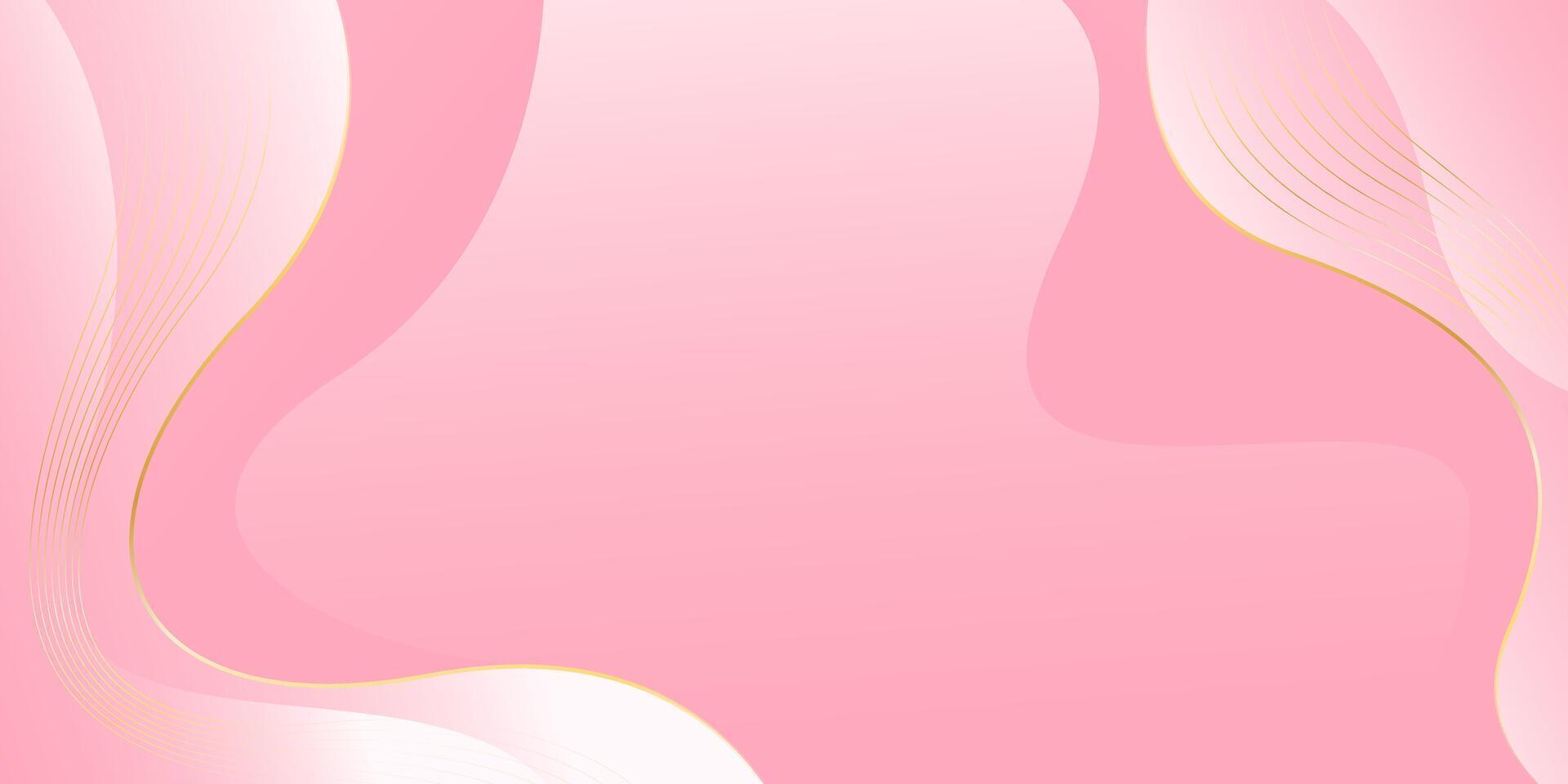 Pink Luxury wave background with abstract gold lines. Modern liquid wallpaper design vector
