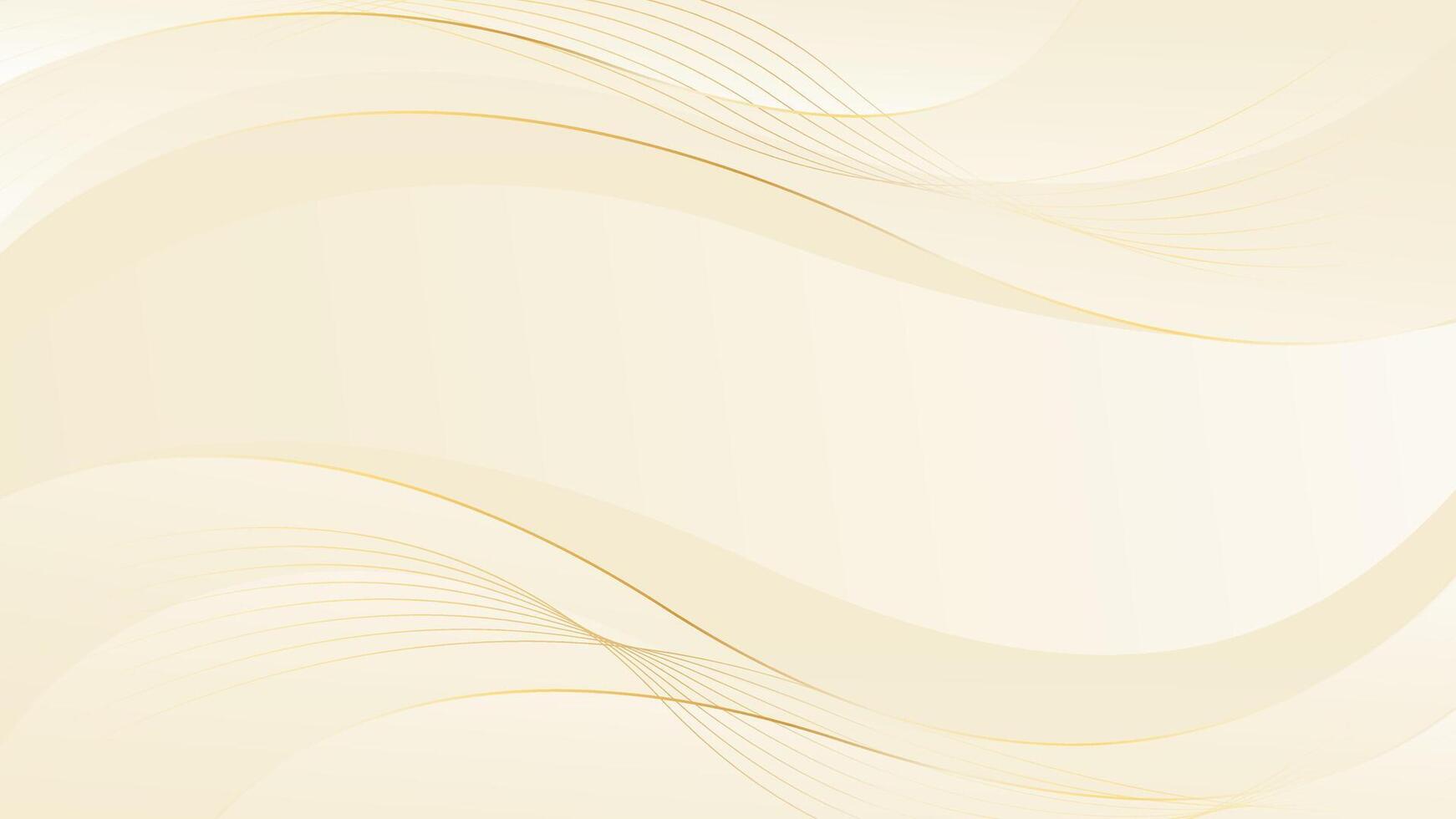 Beige Luxury wave background with abstract gold lines. wallpaper vector