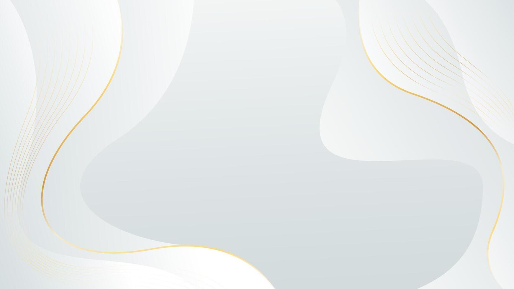 White-gray Luxury wave background with abstract gold lines. Modern liquid wallpaper design vector