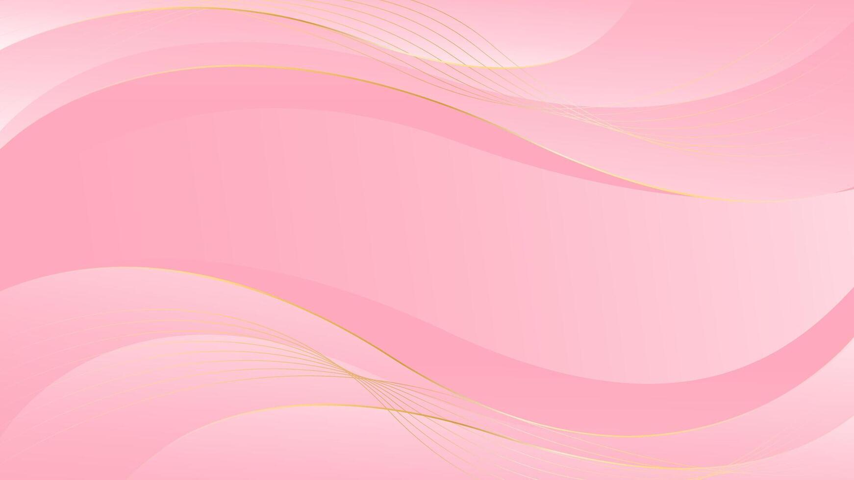 Pink Luxury wave background with abstract gold lines. wallpaper vector