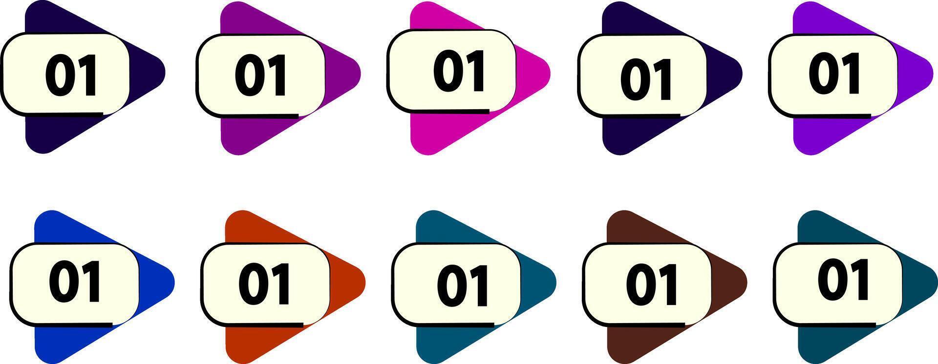 Number icon set, bullet point collection. vector