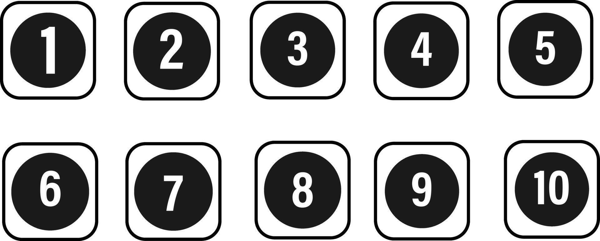 Set of 1 to 9 numbers simple design isolated. Typography set of rounds 1 to 9 Numbers. simple black symbols for UI apps and websites illustration vector