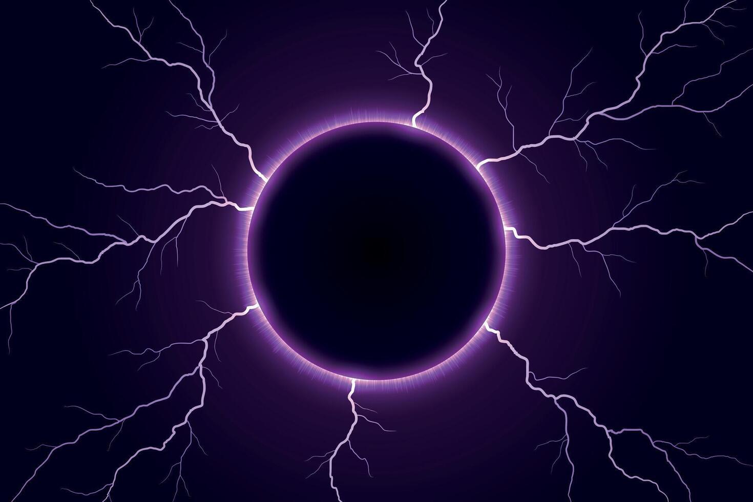 Electric Solar Eclipse with Purple Lightning Bolts vector
