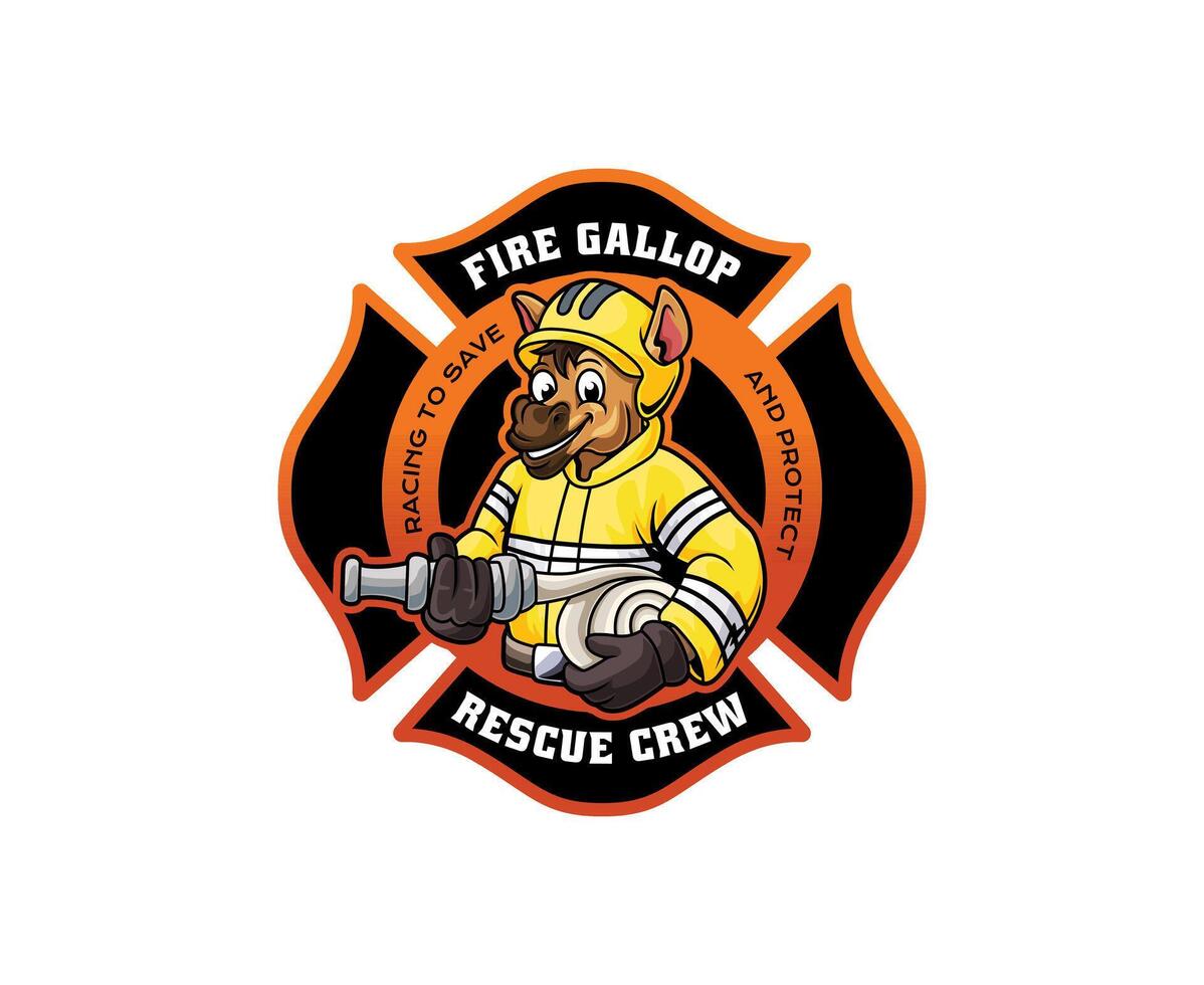 Horse Firefighter Mascot Logo vector