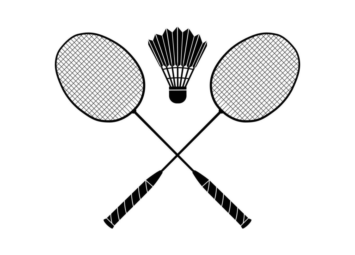 Badminton rackets with shuttlecock silhouette on white background vector