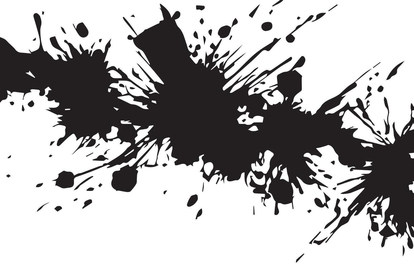 Black ink splatter on white background grunge texture. vector
