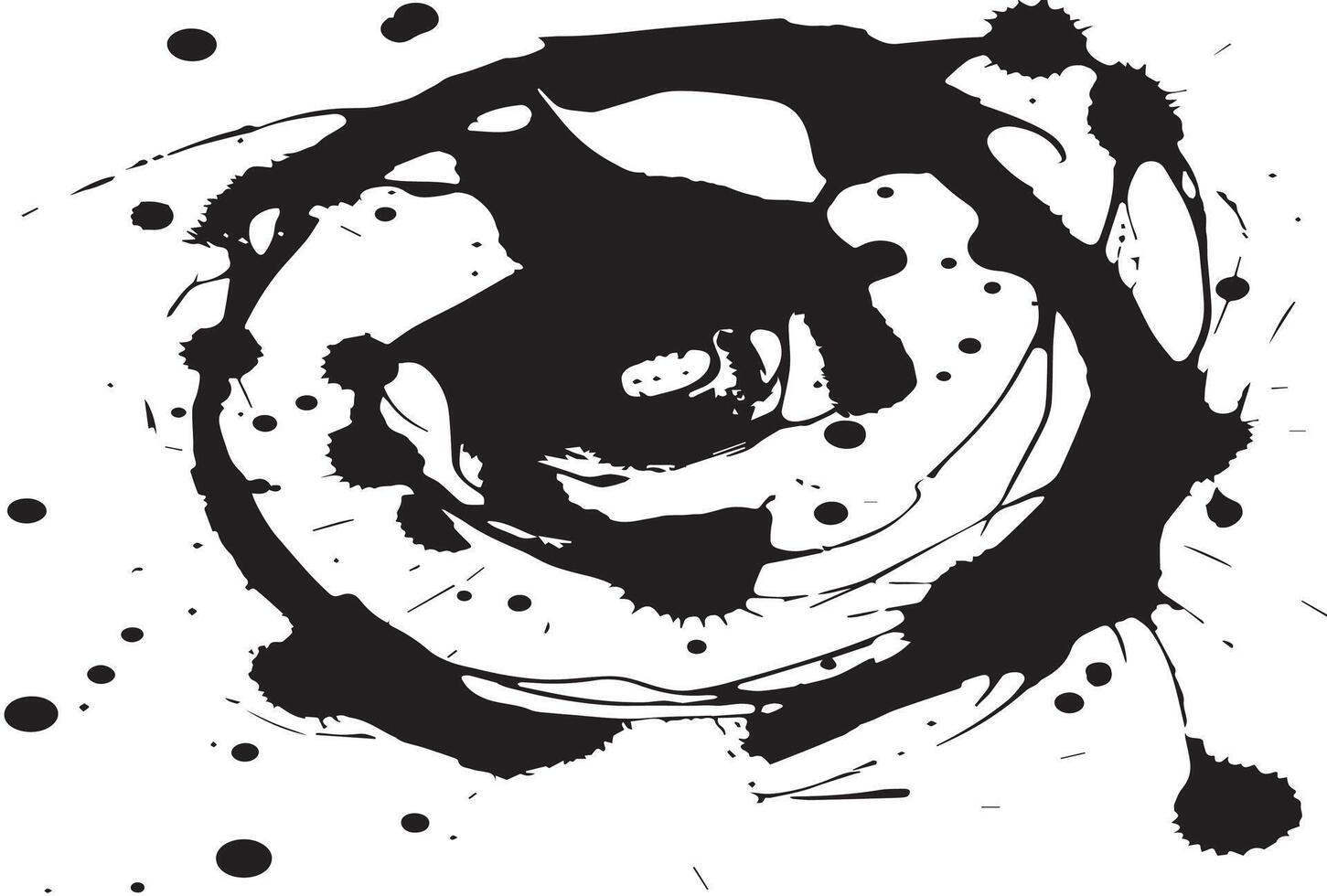 A black and white ink splatter on a white background vector