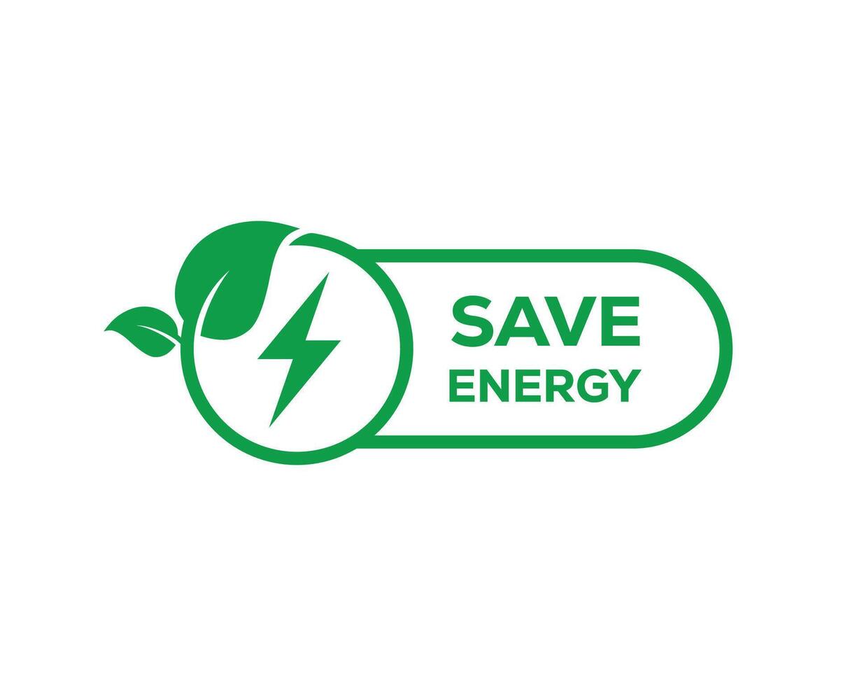 Save energy icon with green leaf. Eco friendly icon. Save energy symbol. vector