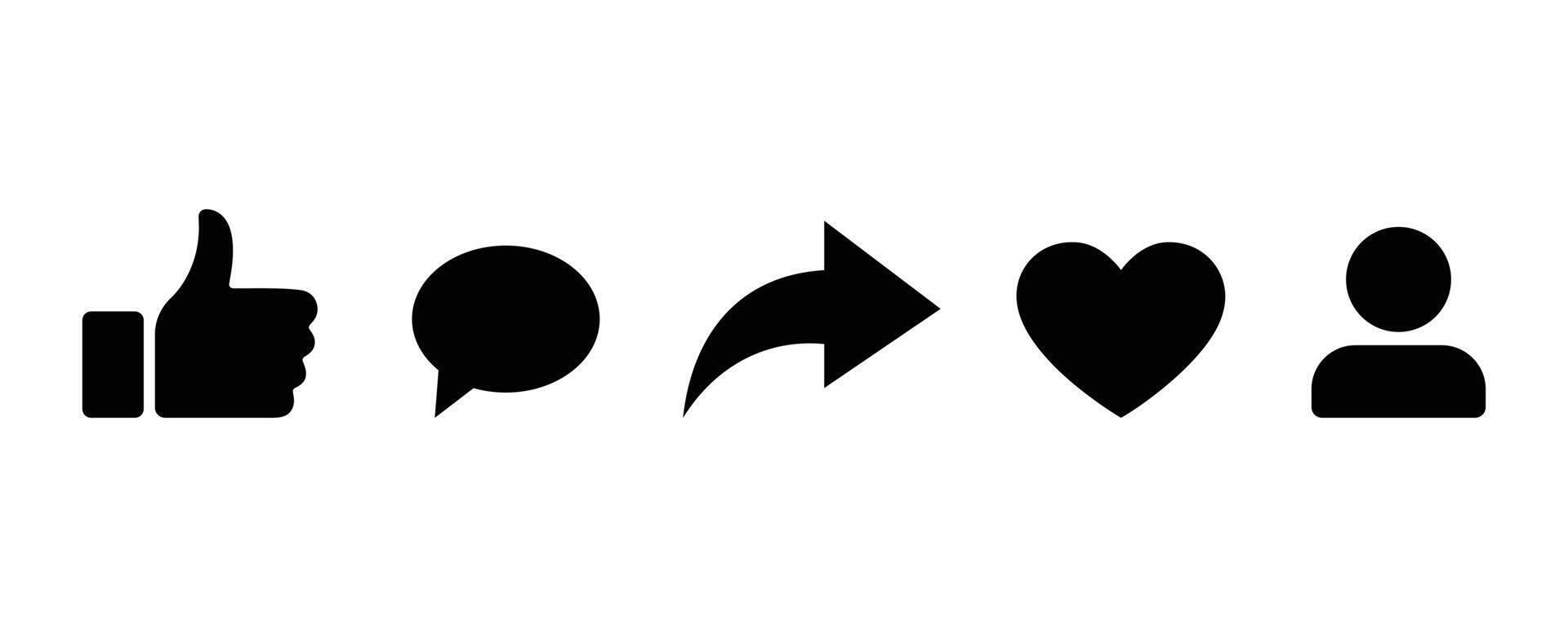 Social media icon. Thumbs up, Heart, like, share, comment, and profile icons. vector