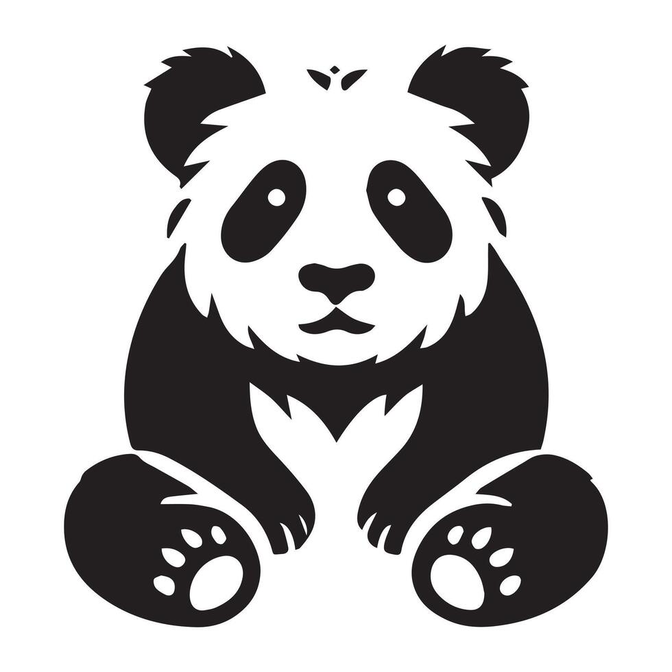 Cute panda silhouette illustration vector