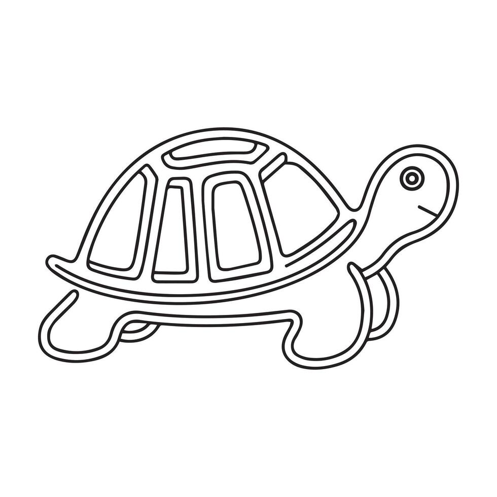 Black and white cute cartoon turtle. Coloring book for the children. illustration vector