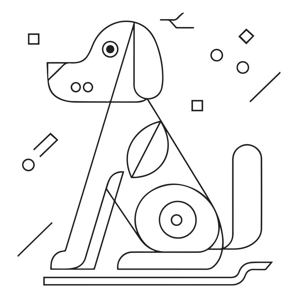 Little dog. Puppy. Black and white illustration for coloring book vector