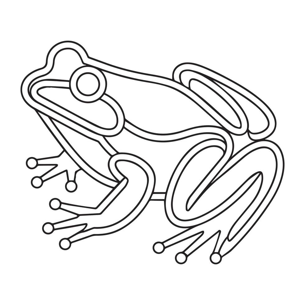 Coloring page cute frog with colorful sample vector