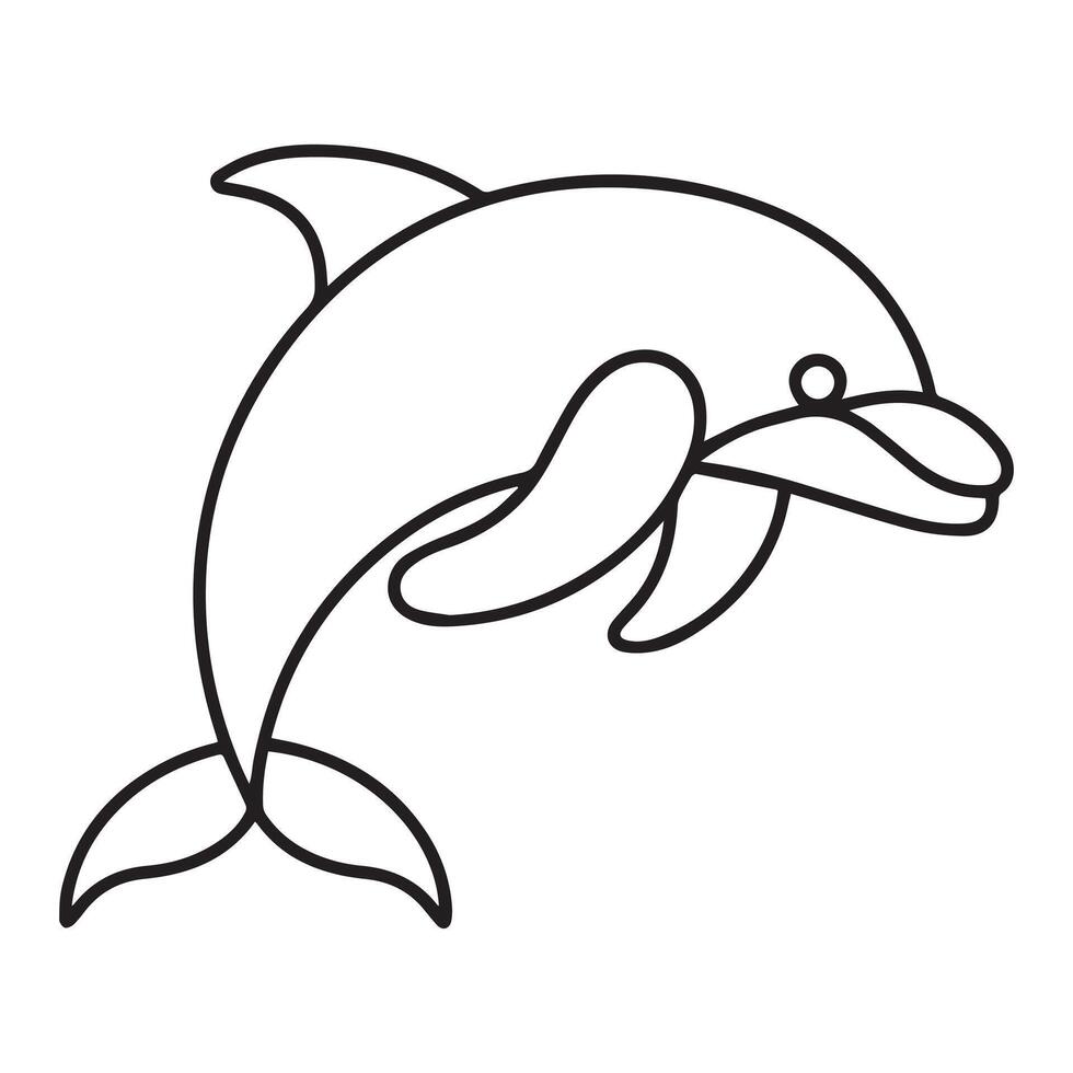 Illustration of Black Line Art Dolphin Cartoon on a White Background vector