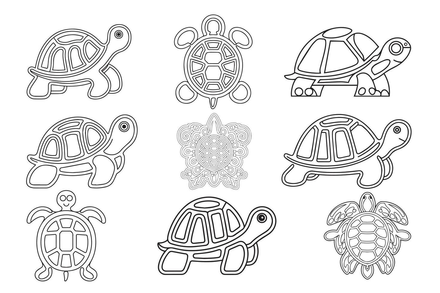 Coloring book for kids, turtle vector