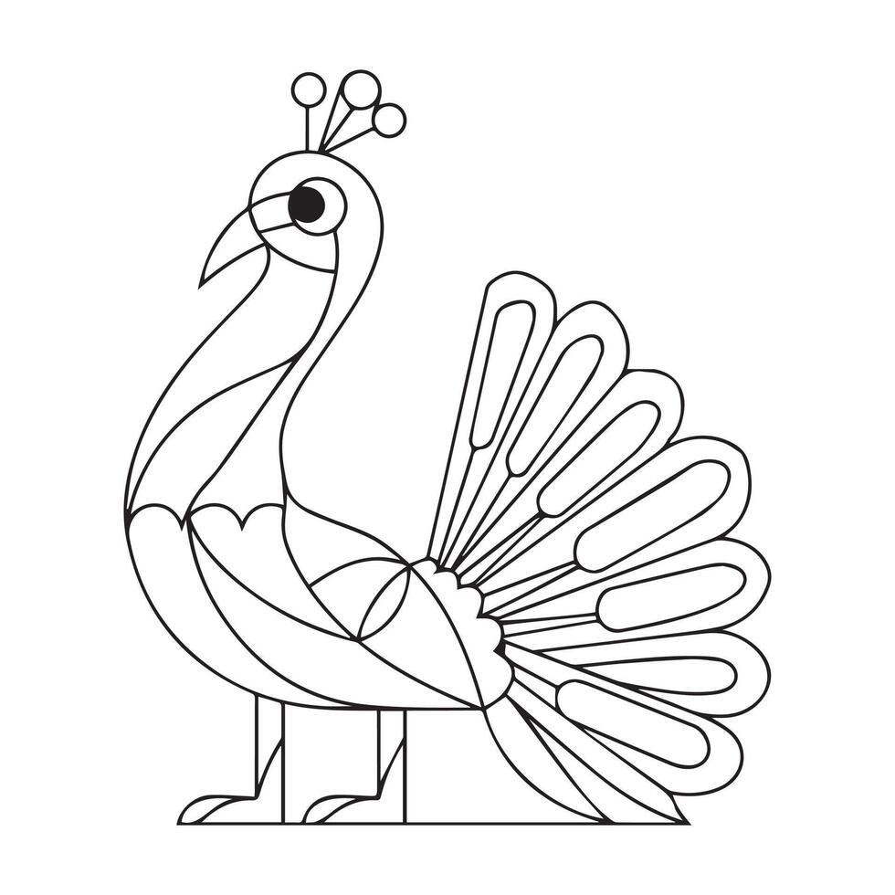 Hand drawn Peacock for anti stress Coloring Page with high details, isolated on white background, illustration in zentangle style. monochrome sketch. Bird collection vector