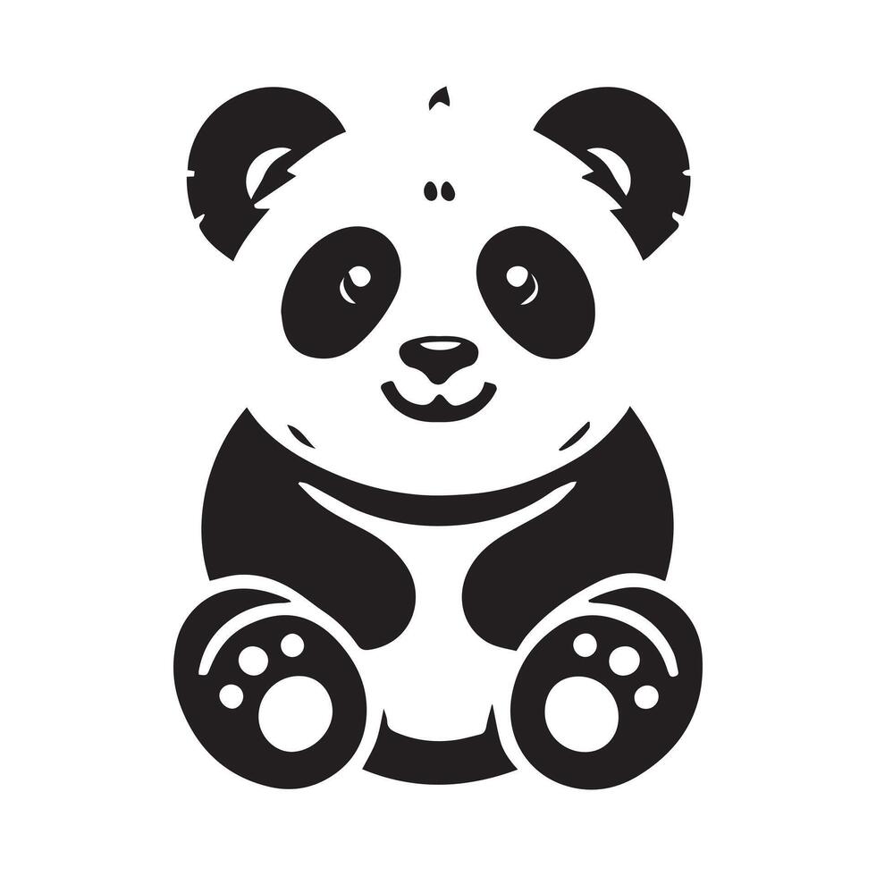 Cute panda silhouette illustration vector